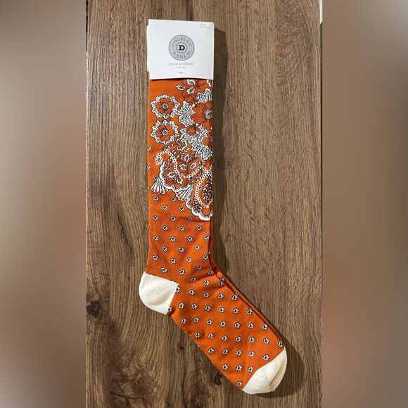 Double D Ranch Orange Floral Patterned Socks - Picture 2 of 6